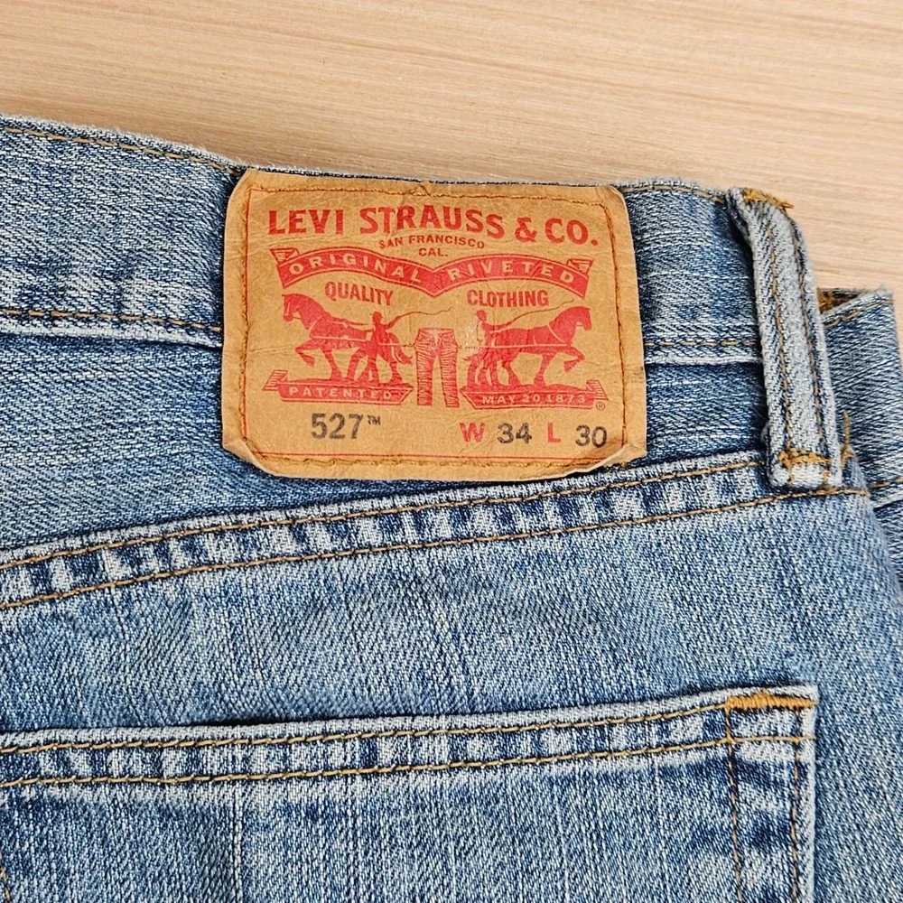 Levi's 527 Jeans Mens 34x30 Blue Slim Bootcut Denim Western Workwear